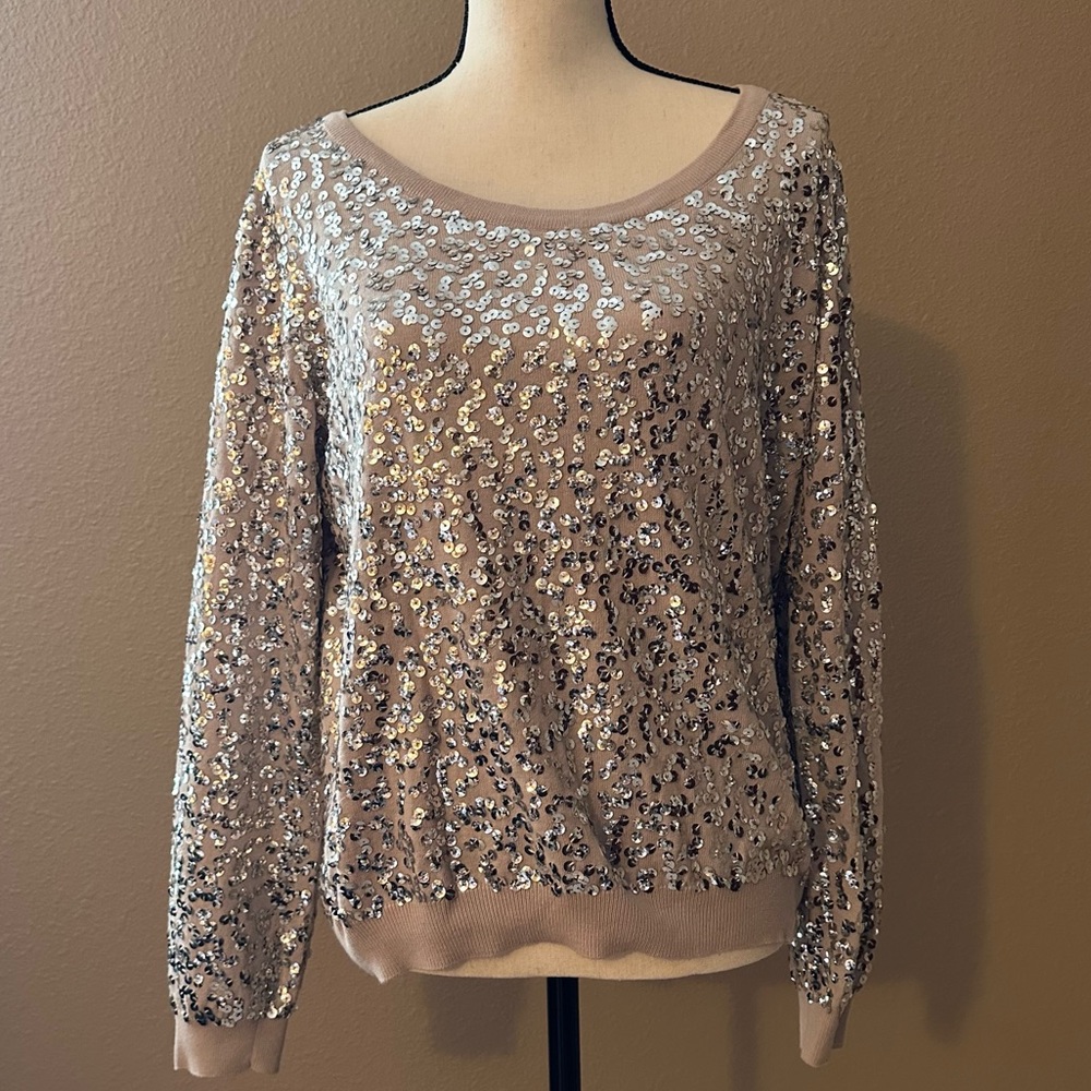 H&M Silver Sequin Embellished Sweater – Size M